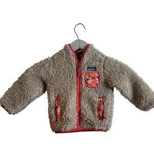 Patagonia floral Retro-X Fleece  pocket Sherpa jack full zip 12-18 months